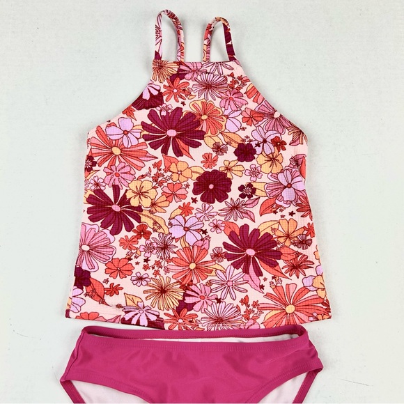 Cat & Jack Girls 2 Piece Floral Bathing Suit - Picture 2 of 7